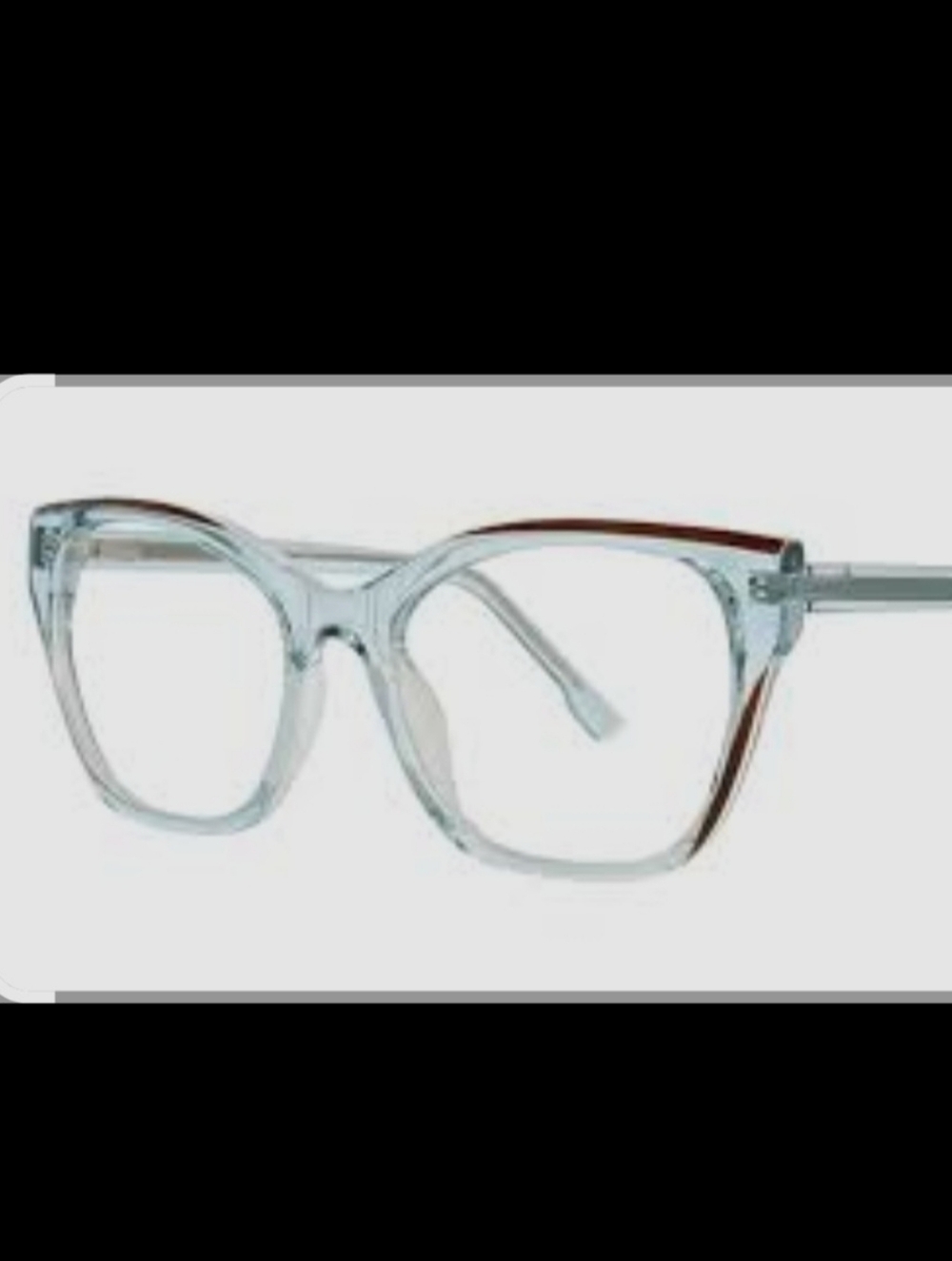 Clear Cat-Eye Eyeglasses with Subtle Brown Accent